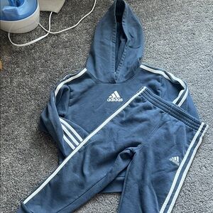 Adidas Kids Blue Joggers with White Accents